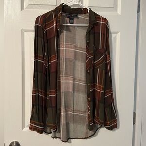 Polly & Esther Button Down Plaid Shirt